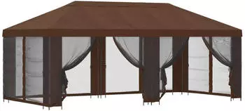vidaXL Pavillon mit Seitenw&auml;nden 6x3m Braun Polyester & Stahl (3376030)