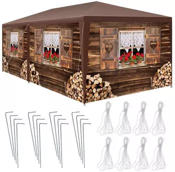 TecTake Almchalet pavilion in polyethylene and steel 6 x 3 x 2.5 m brown