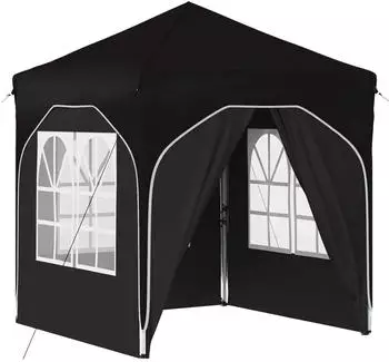 vidaXL Pop-up Partyzelt 192 x 192 x 245 cm Schwarz mit 4 Seitenw&auml;nden (42019843)