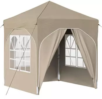 vidaXL Pop-up Partyzelt 192 x 192 x 245 cm Creme mit 4 Seitenw&auml;nden (42019834)