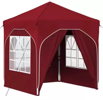 vidaXL Pop-up Partyzelt 192 x 192 x 245 cm Bordeauxrot mit 4 Seitenw&auml;nden (42019840)