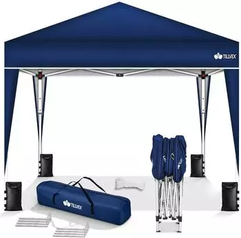 tillvex Pavillon 3x3m wasserdicht, Pop-Up, UV-Schutz 50+, blau (TVGP-001)