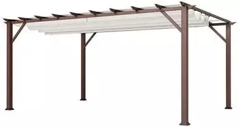 Paragon Outdoor Florenz 1116 Aluminium-Pergola Holzoptik dunkelbraun/wei&szlig; 350x505x236cm (05012)