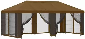 vidaXL Pavillon mit Seitenw&auml;nden 6x3m Polyester/Stahl Taupe