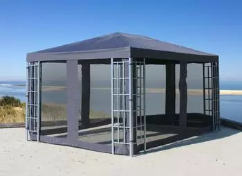 QUICK STAR Rank Pavillon 3x4m Metall Anthrazit mit 4 Seitenteilen & Moskitonetz (48610)