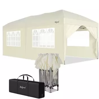 Zelsius Faltpavillon 3x6m mit Seitenw&auml;nden UV30, Beige