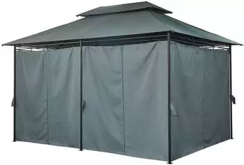 Mondeer Gartenpavillon 3x4m Metallrahmen 180g/m&sup2; Dachplane UV-Schutz Wasserdicht Grau