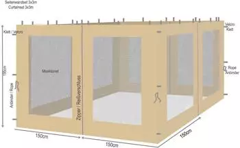 QUICK STAR Pavillon-Seitenteile 3x3m mit Moskitonetz, sand (48162)