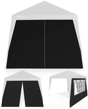 Casaria Capri Seitenteile-Set f&uuml;r Pavillon 3x3m, wasserdicht, 1x Fenster + 1x Rei&szlig;verschlusst&uuml;r, Schwarz (109749)