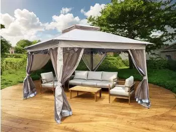 Jet-Line Kleopatra Faltpavillon 335x335x270cm wasserabweisend mit Moskitonetz (23228)