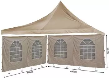 QUICK STAR Sahara Ersatzdach 4x4m mit 2 Seitenw&auml;nden 400x193cm, Sand (45676)