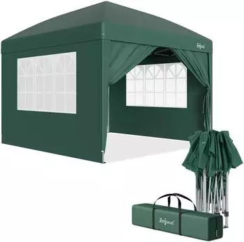 Zelsius Faltpavillon 3x3m mit Seitenwand UV30, Gr&uuml;n