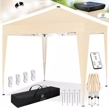Kesser Faltpavillon 3x3m Solar LED Beleuchtung UV-Schutz 50+