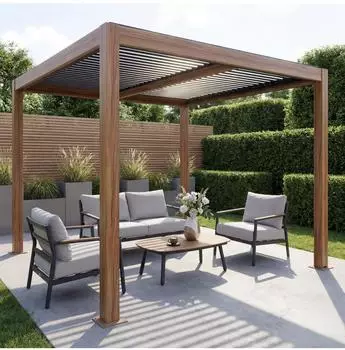 MCW Pergola L46 Lamellen drehbar 3x3m Aluminium Holzoptik (800001420646)
