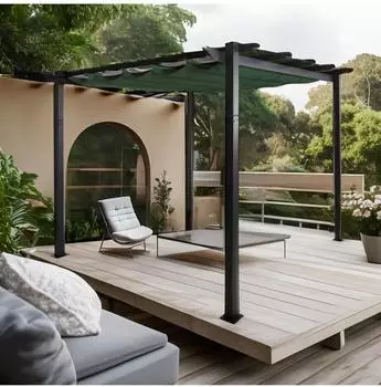 MCW Pergola N93 Schiebedach 3x3m UV50+ Gr&uuml;n (MCW-N93)