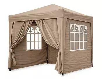 QUICK STAR Pop-Up-Pavillon 2x2m Graubeige 4 Easy-Klett Seitenw&auml;nde (47649)