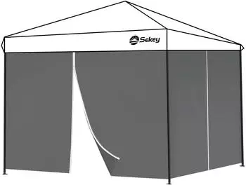 Sekey Pavillon Seitenteile 3x3m wasserdicht mit Fenster & T&uuml;r, Grau (GC3)