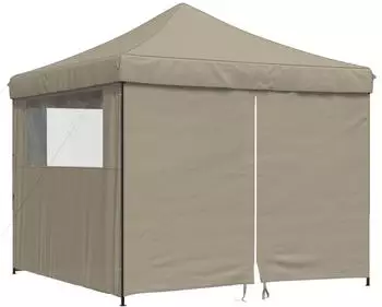 vidaXL Faltbares Pop-Up Partyzelt mit 4 Seitenteilen, Taupe (4004930)