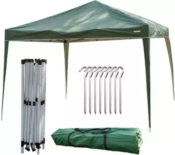 MUWO Pavilio Faltpavillon 3&times;3m Stahl wasserdicht UV50+ Gr&uuml;n (MW-264)