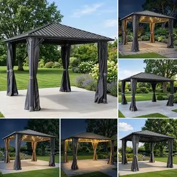 Brast Miami Pavillon Aluminium mit Stahldach 3x3m, Anthrazit, wasserdicht (Miami)