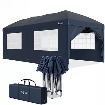 Zelsius Faltpavillon 3x6m mit Seitenw&auml;nden, blau, UV30