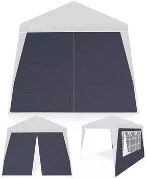 Casaria Capri Pavillon Seitenwand-Set 3x3m Wasserdicht, Fenster & Rei&szlig;verschluss, Anthrazit (109748)