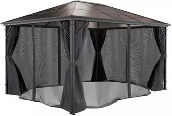 Garmio Pavillon Rom 3x4m Polycarbonat-Dach Aluminiumrahmen anthrazit