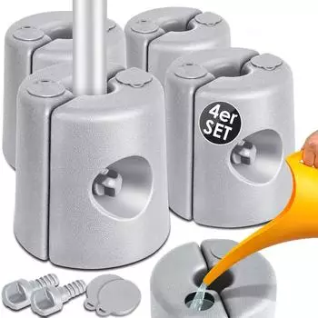 Kesser Pavillonstandf&uuml;&szlig;e 4er Set HDPE bef&uuml;llbar mit Wasser/Sand, Hellgrau (22961_mfn)