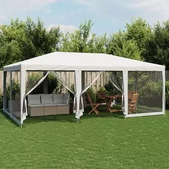 vidaXL Partyzelt 10 Mesh-Seitenteile Wei&szlig; 6x4m HDPE (4010066)