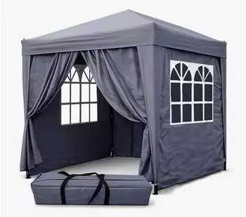 QUICK STAR Pop-Up Faltpavillon 2x2m mit 4 Seitenteilen, Smoky Grau (47647)
