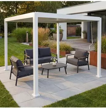 MCW Pergola P65 Lamellen-Pavillon Aluminium 3x3m wei&szlig; (P65)