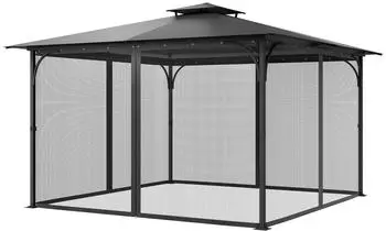 VEVOR Pavillon Ersatz-Moskitonetz 4-Paneel Doppelrei&szlig;verschluss 340x340x226cm (JDM-365K)