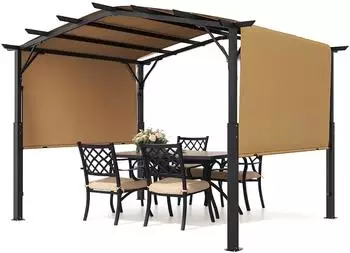 VEVOR Pergola Bogenf&ouml;rmiges Dach Metall Einziehbar 3048x3048mm (L10ft*W10ft)