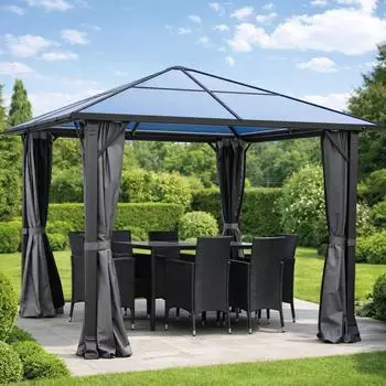 Brast Alu Pavillon PREMIUM mit festem Dach 3x3m grau (1004341001)