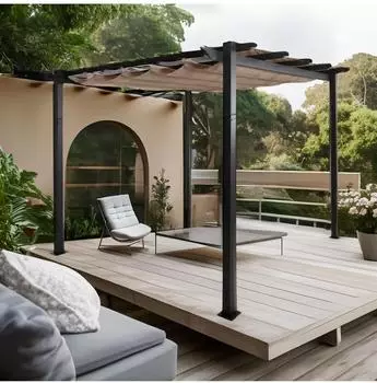 MCW Pergola N93 Schiebedach UV50+ 3x3m, Aluminium, creme-beige (800000998422)