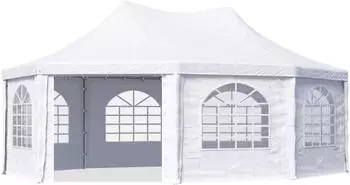 Toolport Pagodenzelt 5x7m PVC-Plane 700 mit Fenstern, wei&szlig; (1067)