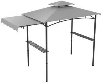 Costway Grillpavillon mit Seitenmarkise, Doppeldach, 318x153x250cm (ZB33085SDDE)