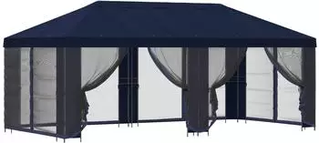 vidaXL Pavillon mit Seitenw&auml;nden 6x3m Blau Polyester & Stahl 190 (3376025)