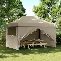 vidaXL Partyzelt Faltbar Pop-Up mit 4 Seitenteilen Taupe