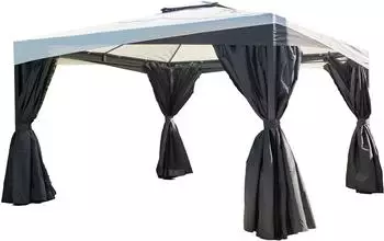 Sojag Malta 1014 Pavillon Aluminium 305x430cm mit Textildach, Moskitonetz & Vorh&auml;ngen