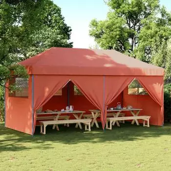 vidaXL Partyzelt Faltbar Pop-Up 4 Seitenteile Terrakottarot (4004957)