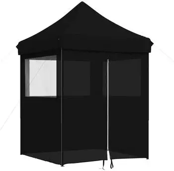 vidaXL Faltbares Pop-Up-Partyzelt mit 4 Seitenteilen, schwarz (4005006)
