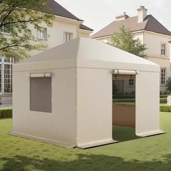 VEVOR Pavillon-Winterabdeckung 3,09x3,69m mit Seitenw&auml;nden & Netzfenstern, PE (LTD-MM180-1012)