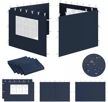 Zelsius Pavillon-Seitenw&auml;nde 3x3m, 4-teilig, blau, UV30