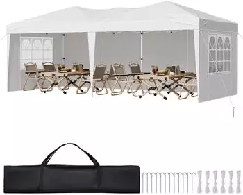 VEVOR Faltpavillon 5,9x2,96m mit Seitenwänden und Lüftungsfenstern (ZYP-3X6)