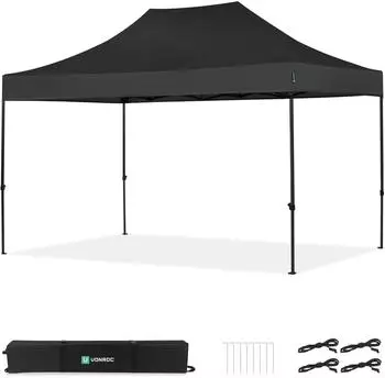 VONROC Partyzelt EasyUp 3x4,5m wasserdicht UV50+ schwarz (PT502XX)