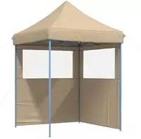 vidaXL Partyzelt Faltbar Pop-Up mit 2 Seitenteilen Beige
