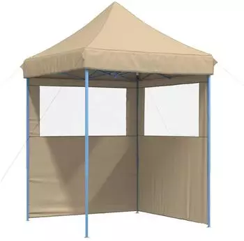 vidaXL Partyzelt, faltbar, Pop-Up, 2 Seitenteile, beige (4004991)