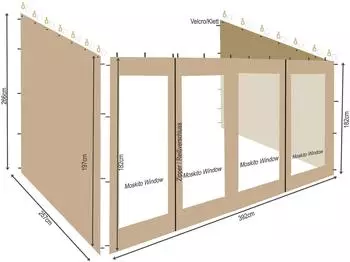 QUICK STAR Rollpavillon Seitenteile 3x4m, 3-tlg., sand (48055)