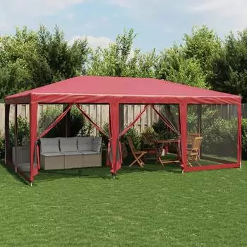 vidaXL Partyzelt 10 Mesh-Seitenteile rot 6x4m HDPE (4010070)